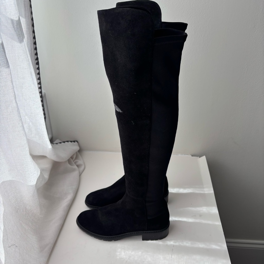 Stuart Weitzman Reserve Stretch‎ Black Suede Over The Knee Boots Sz 4